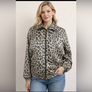 Fuda 100% silk Leopard Print Women's Jacket size medium